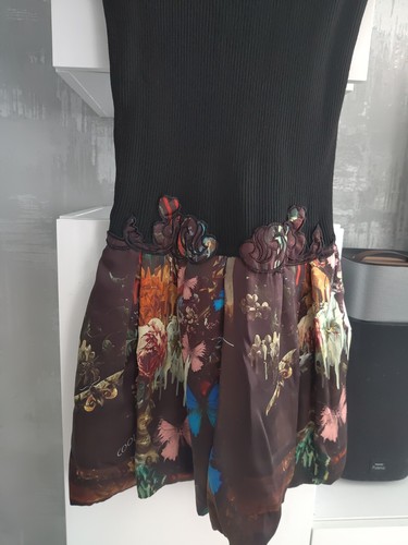 PHILIPP PLEIN Black Top Floral Butterfly Eternity Cool Cat Tee Silk Mini Dress - Picture 11 of 15