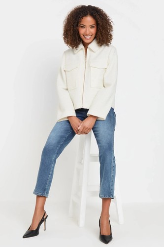 M&CO Boucle Blazer Jacket Cream Ivory Zip Through Up UK 20 - BNWT £59 - Picture 3 of 14