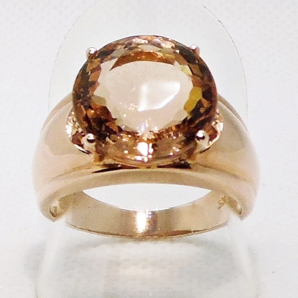 14 mm Pfirsich Orange Morganit Saphir Ring 925 585 Roségold vergoldet 19,7 mm - Bild 2 von 4