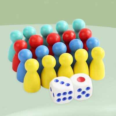 Holzsteine Mehrfarbige Spielsteine Schachspielfiguren Würfelset
