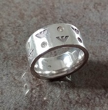 Emporio Armani Ring 925 Sterling Silver + Cubic Zirconia Ring, Hallmarked Size P