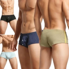 Mens Cotton Lingerie Low Rise Boxer Shorts Arrow Panties Bulge Pouch Mini Trunks