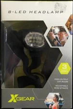 Xgear 8 LED Headlamp Headlight 3 Light Modes Pivots NEW (batteries not included)