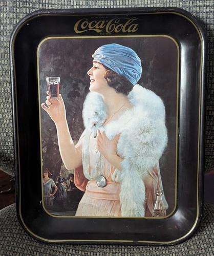 RETRO 1925 COCA-COLA Metal SERVING TRAY...Flapper Girl with Glass...L@@K! - Picture 1 of 6