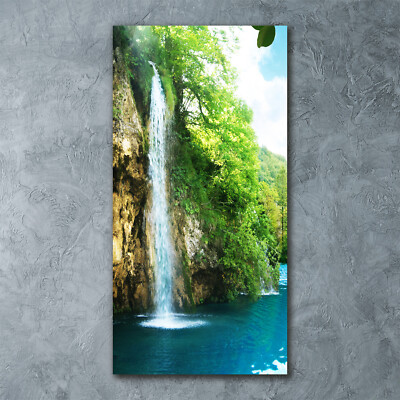 Wandbild Druck auf Plexiglas  Acryl Hochformat 60x120 Wasserfall im Wald