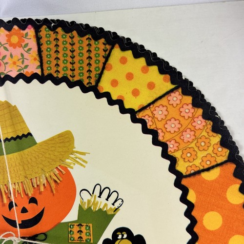 Vintage 70er Jahre Halloween Tischsets 7er Set Strukturpapier Kreise 24" Orange - Bild 3 von 6