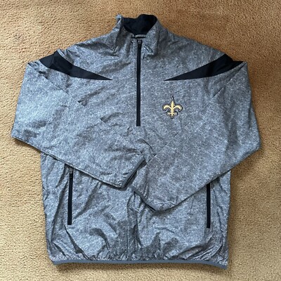 G-III New Orleans Saints NFL Gray Windbreaker Jacket Mens Size XL 1/4 Zip