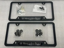 Kit of 2 Black Stainless Car License Plate Frame Cover For Mercedes-Benz AMG