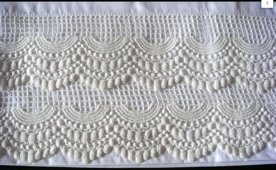 2 Fundas de Almohada Nuevas Bordadas Encaje Algodón Satén Estándar Queen King Blanco S1# Foto 3 de 4