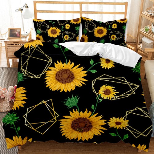 3D Sunflower Print Quilt Cover Doona Duvet Cover Set Single/Double/Queen/King - 第 8/15 張圖片
