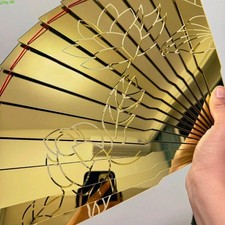 Demon Slayer Douma Folding Fan Carved Lotus Golden Acrylic Fan Toy Cosplay Prop