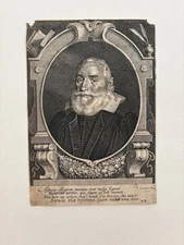 Antique Engraving of Edmund Bolton, an English historian, antiquarian, and poet 