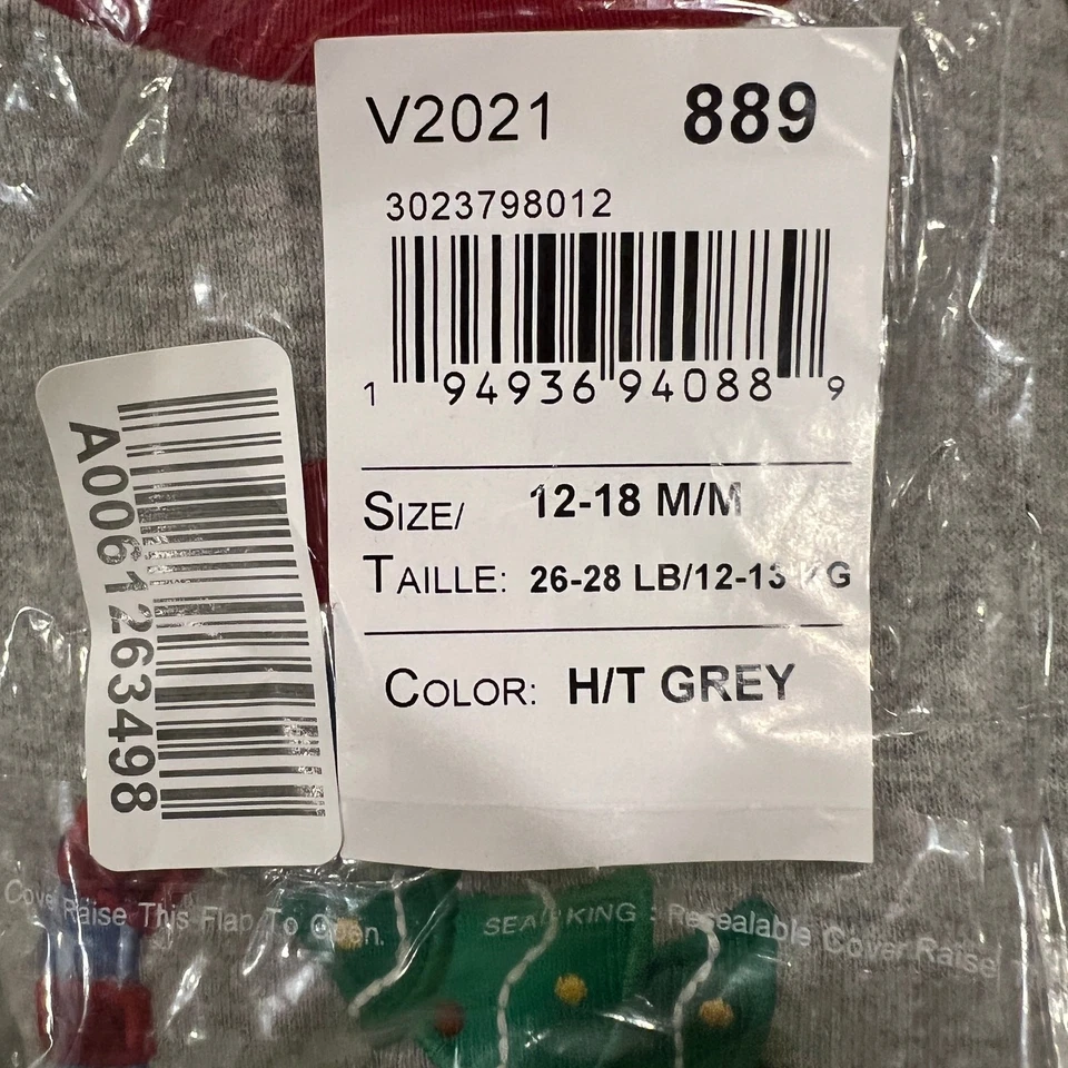 Nuevo con etiquetas Pijama Gymboree Niños Gris con Dinosaurio de Navidad Algodón - TALLA 12-18M Foto 4 de 4