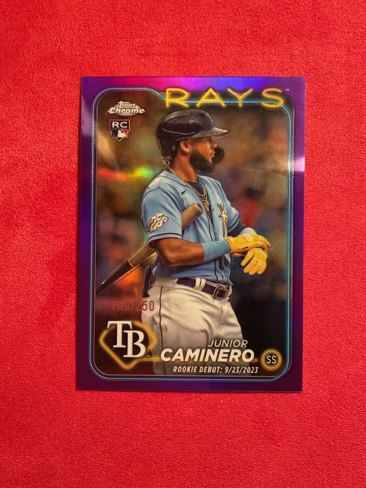 2024 Topps Chrome Update⚾️ Junior Caminero RC-Debut True Purple Ref. #169/250🔥
