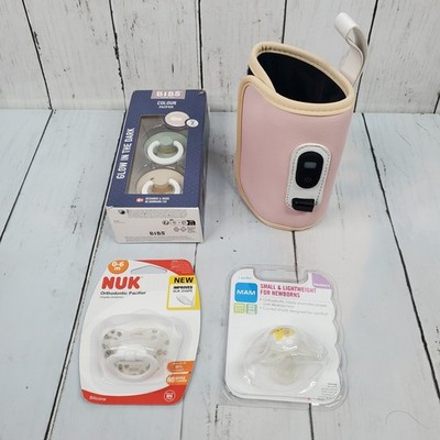 Baby Pacifiers and Bottle Warmer Bundle, BIBS Colour, NUK, MAM, Newborn+