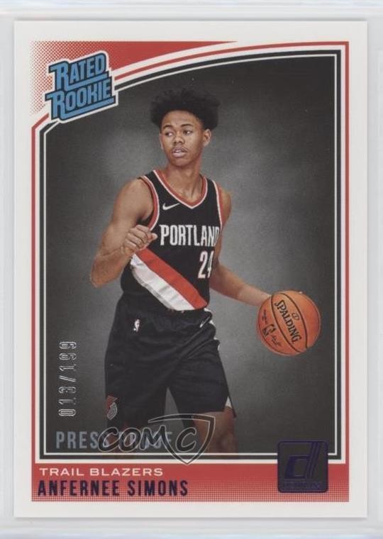 2018 Donruss Rated Rookies Press Proof Purple /199 Anfernee Simons Rookie RC 5i2