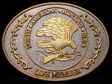 IF23138 VINTAGE 1970s  NORTH AMERICAN HUNTING CLUB  BELT BUCKLE