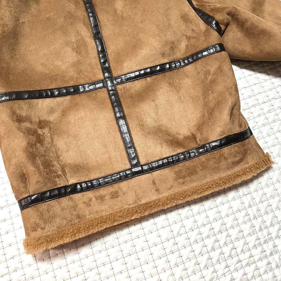 AMERI S Shearling Flight Jacket Brown Faux Mouton… - image 13