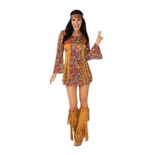 Peace and Love Hippie Costume Adult M 8  10   Dress Vest Headband Set