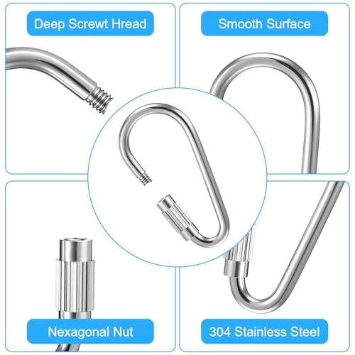 20 Pcs Heavy Duty Stainless Steel Quick Link, Metal Mini Locking Carabiner 