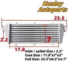 Front Mount Intercooler 2.2'' In/Outlet Aluminum Universal 23.5" X 8.5" X 2.7"
