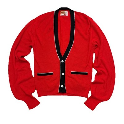 Vintage 60s Jantzen Club Shirt Women Knit Cardigan Bulky Orlon Sweater sz Small