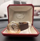 Vintage Timex 21 Automatic 21J Date 35mm Cushion Gold Case Brown Leather