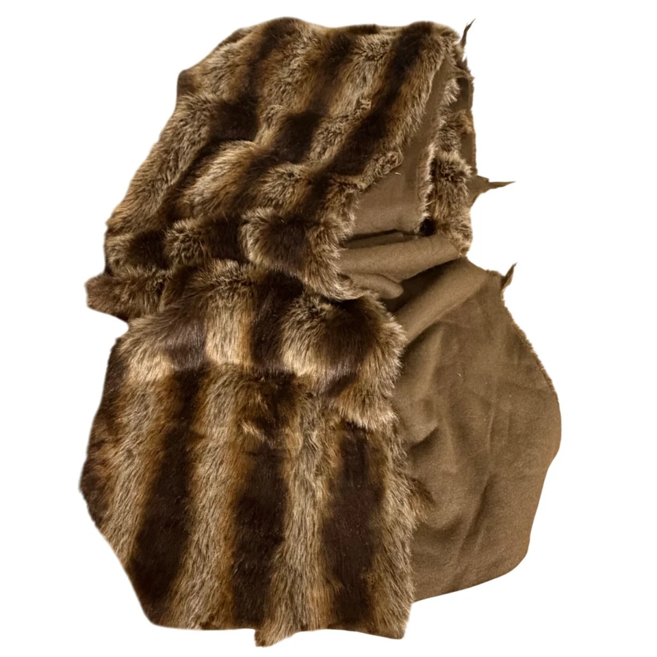 Vintage Brown Faux Fur Fleece Backing Fabric, Valance, Throw/Blanket 189"x21" - Image 4 of 4