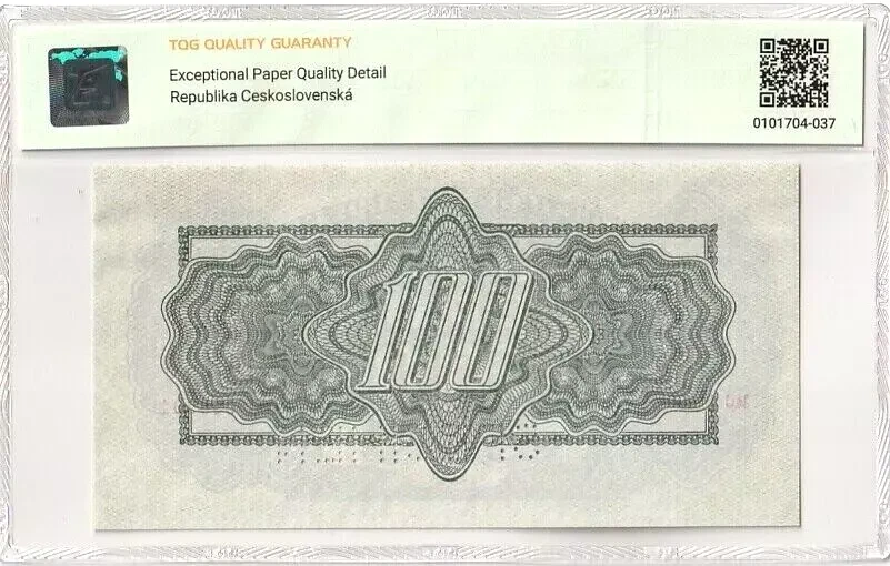 1944 CZECHOSLOVAKIA - 100 KORUN (SPECIMEN) - P#48 - EPQ 66 GEM UNC - Image 2 of 2