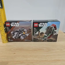 LEGO STAR WARS Lot of 2 75363 & 75344 Boba Fetts Starship Mandalorian Starfighte