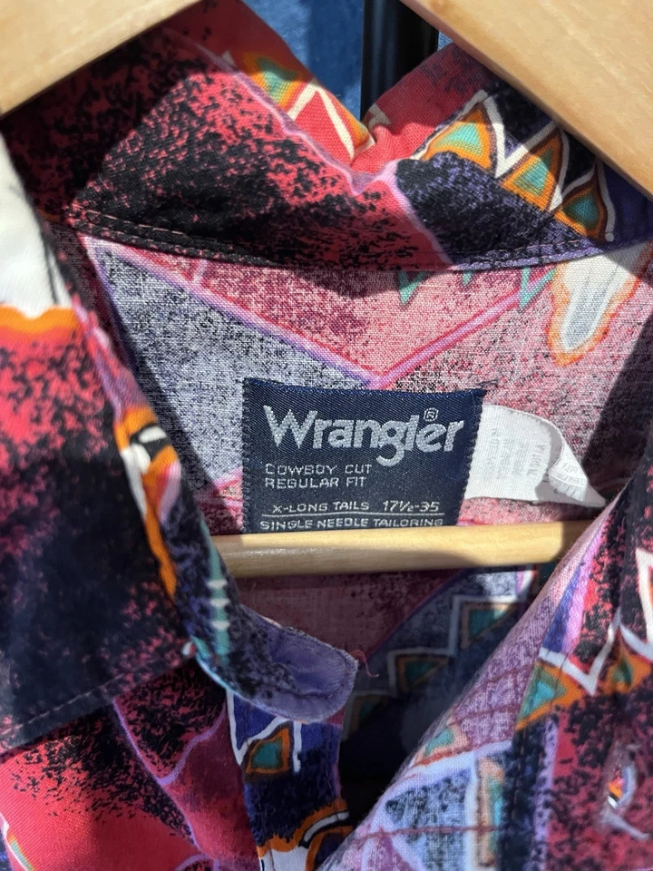 Vintage Wrangler Western Shirt Mens XL USA Aztec Southwestern Cowboy Country - Image 3 of 3