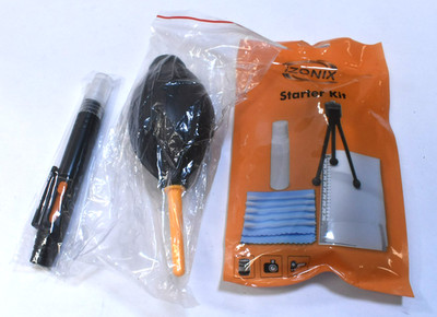 iZonix Starter Kit Mini Tabletop Tripod Lens Cleaning Fluid Air Nozzle & Marker
