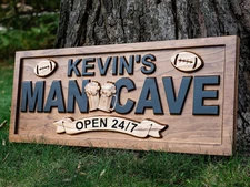 Personalized Man Cave  Wooden Sign Football Man Cave Pub Bar Decor Men Cave Sign