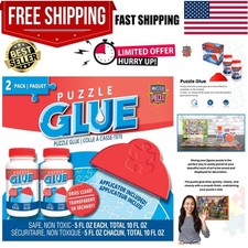 Jigsaw Puzzle Glue Kits: 2x5 oz Bottles with Wide Spreader - Kid-Friendly