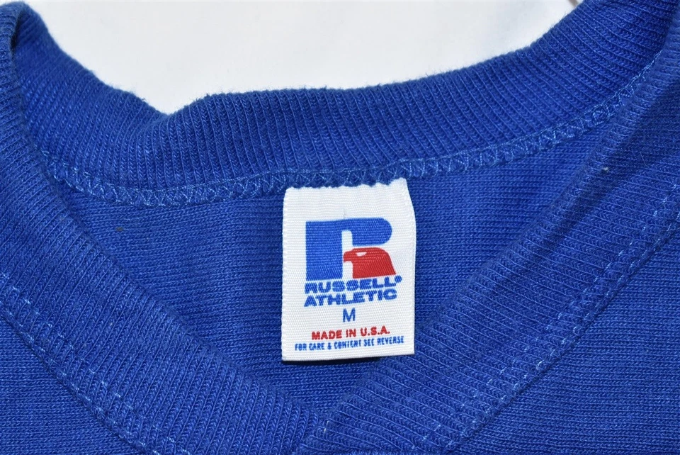 Винтажная футболка 80-х SLP FOOTBALL С ДЛИННЫМ РУКАВОМ С V-ОБРАЗНЫМ ВЫРЕЗОМ ТОЛСТАЯ СИНЯЯ СРЕДНИЙ РАЗМЕР M - Изображение 3 из 4