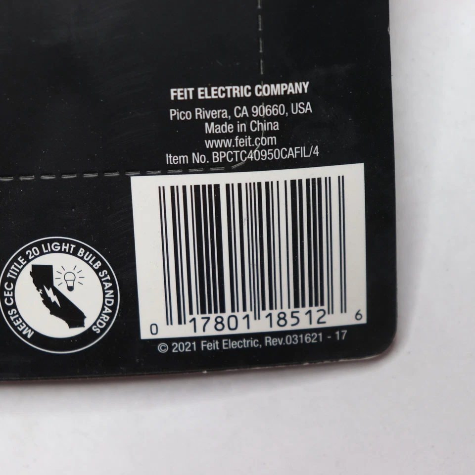 (4-Pk) Feit Electric Decorative Chandelier Antique Filament LED Light B10 3.3W - Image 2 of 4