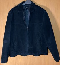 Claiborne Black Suede Zip-front Jacket Size Xl Vgc