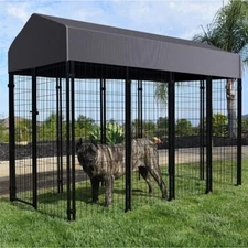 125/127/249cm Heavy Duty Dog House Pet Run Enclosure Playpen Steel Fence w Cover