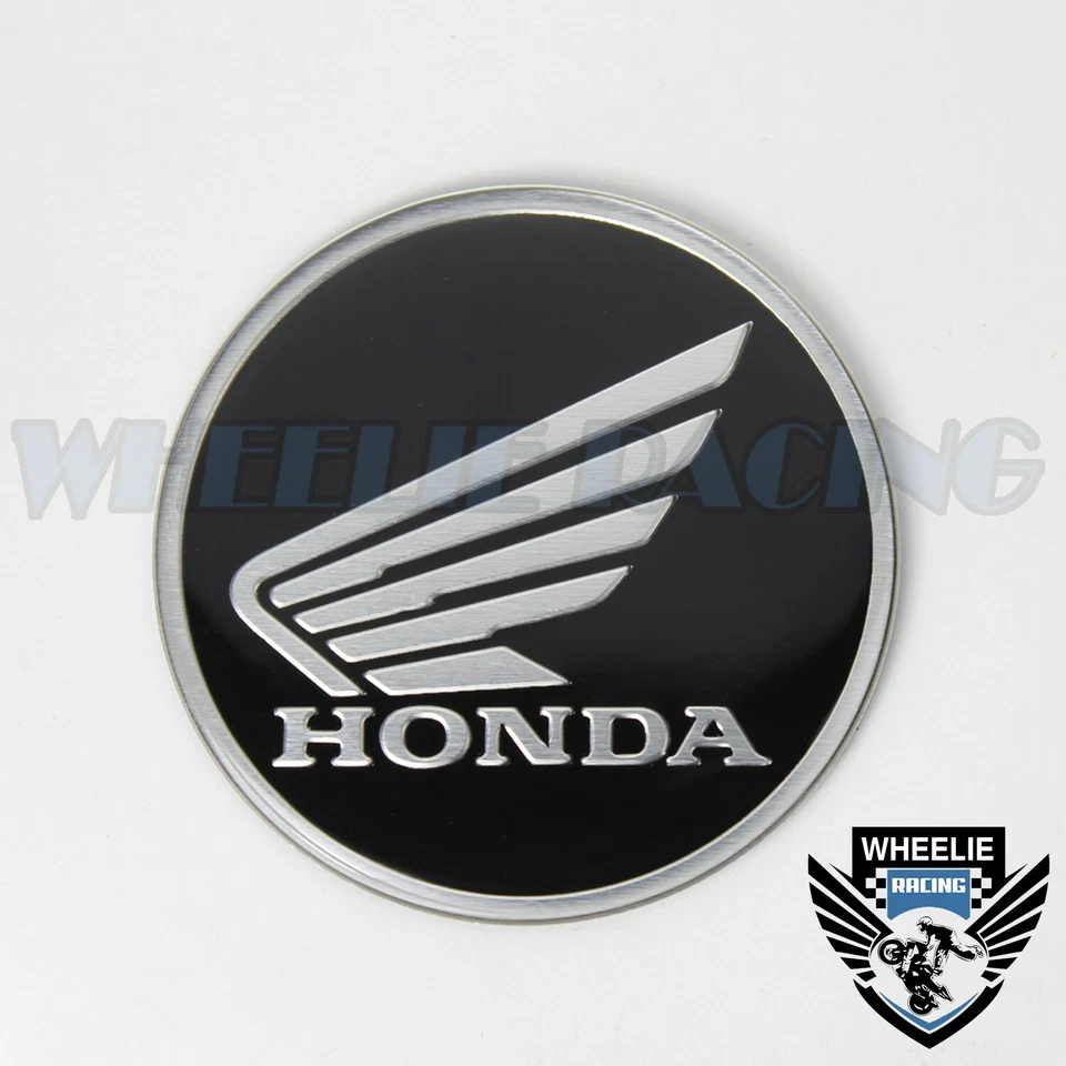PAR DE METAL 2-3/8" ALUMÍNIO ESCOVADO EMBLEMA ASA LOGOTIPO EMBLEMA ADESIVO PARA HONDA PRETO - Imagem 3 de 3