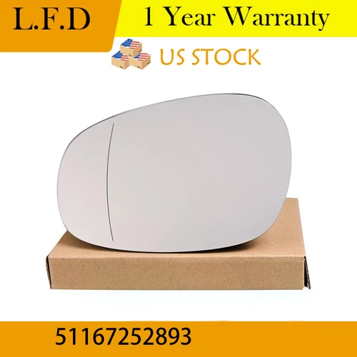 51167252893 Left Side View Mirror Glass Heated Fits for BMW 128i 135i 328i 