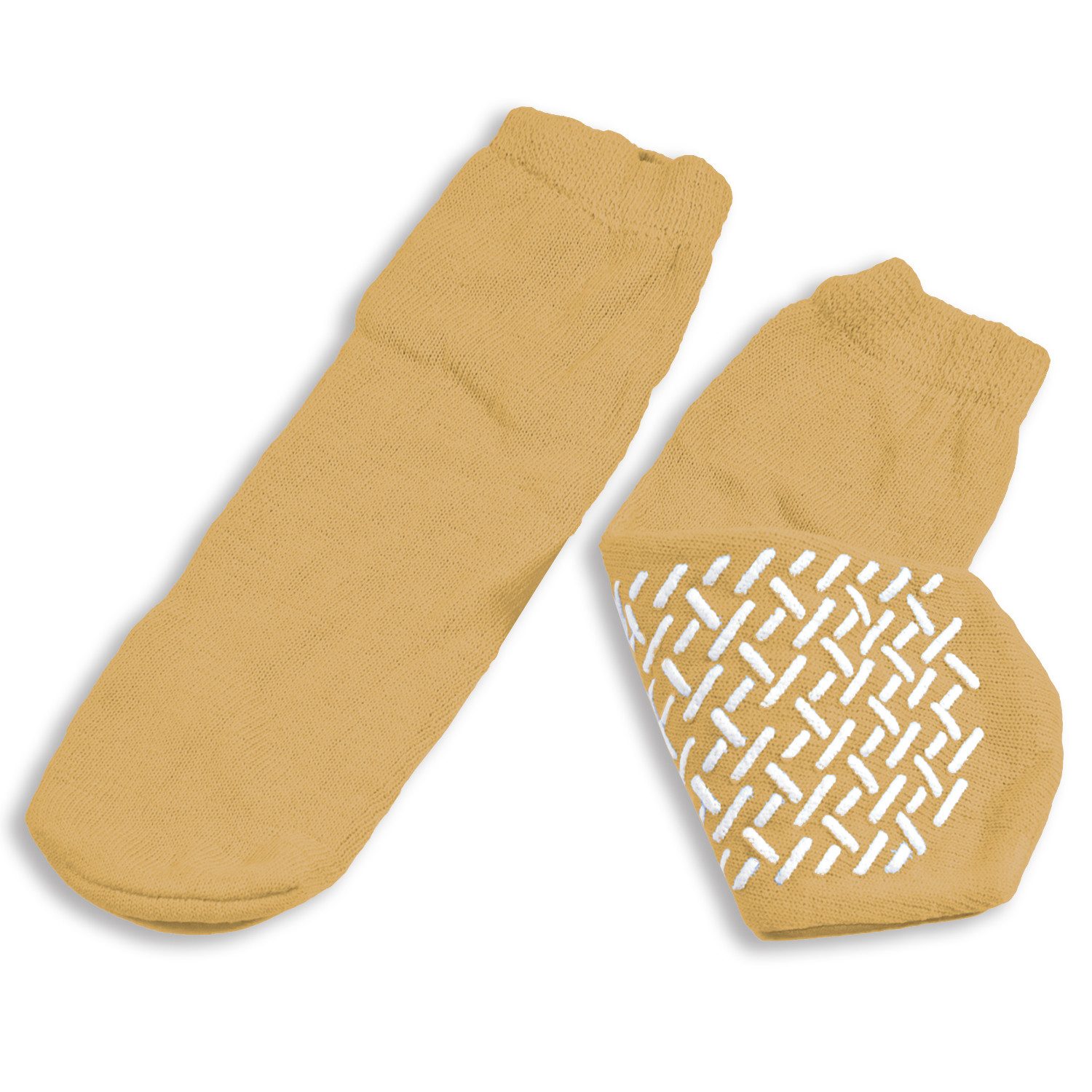 SAOLA Soft Sole Slipper Socks XL Non Skid Hospital Travel Beige #2183 20%OFF &