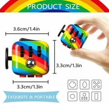 Fidget Cube w 6 Sides-Stress Relief Exercise Toys Rainbow-US Seller-NEW--2 PACK!