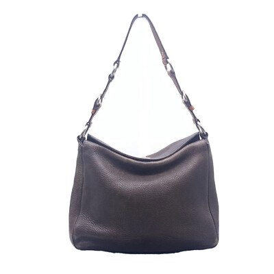 Coach 10132 Distressed Pebbled Leather Dark Brown Chelsea Shoulder
