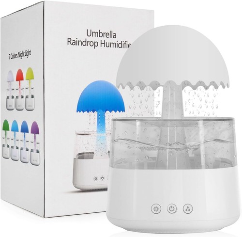 Rain Cloud Humidifier Raindrop Night Light Aromatherapy Essential Oil Diffuser - Picture 2 of 15