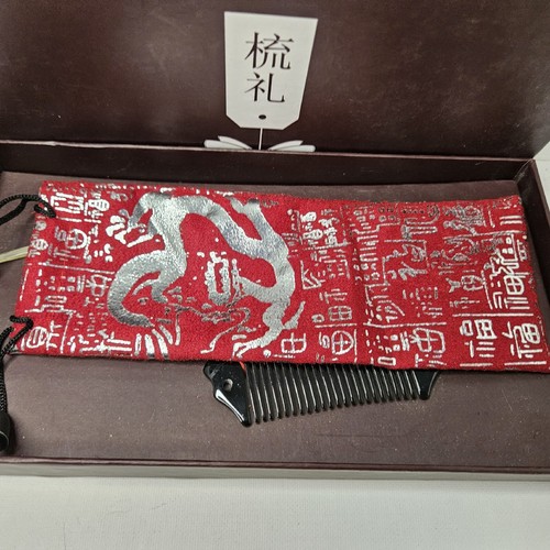 Japanese style comb/hair pin/storage bag NOS boxed set - Picture 5 of 6