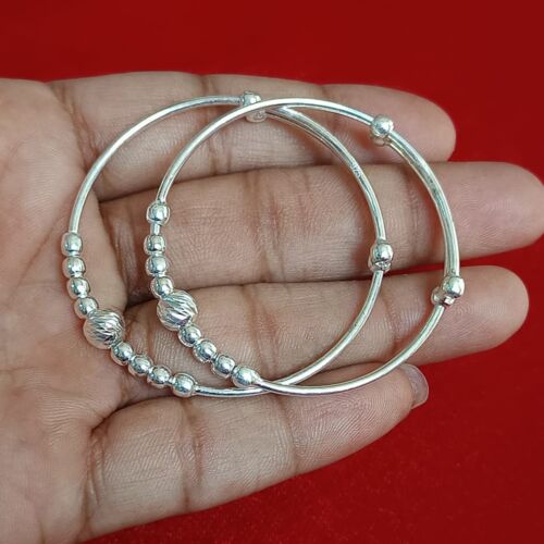 925 Sterling Silver Baby Cuff Bangle Adjustable Handmade Unisex Kids Jewelry - Picture 3 of 9