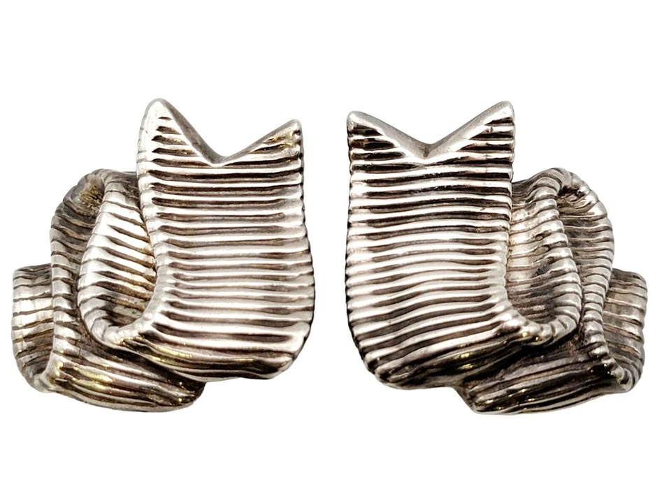 Pendientes Angela Cummings de plata de ley 925 cinta vintage sin perforar clip Foto 3 de 4