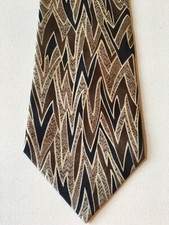 Signorcelli d'Italia Silk Tie Made in USA Navy Brown Beige 57.5" x 4" NEW