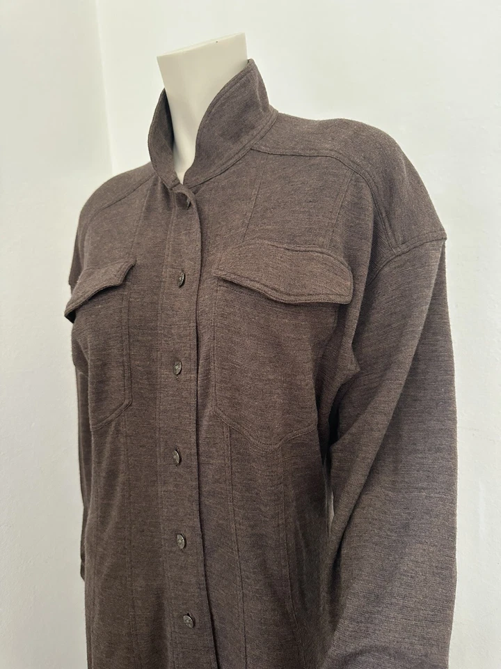 FENDI Brown Wool Long Dress Vintage 80s IT46 - L Buttons Authentic Rare Italy FF - Image 3 of 4