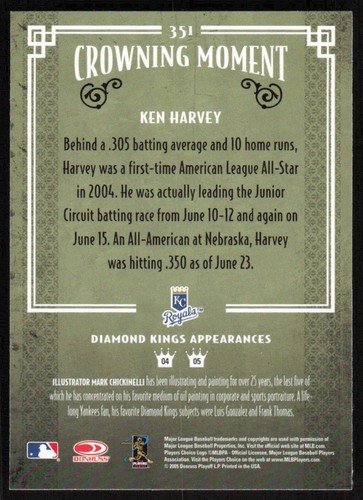 2005 Donruss Diamond Kings #351 Ken Harvey - Picture 2 of 2